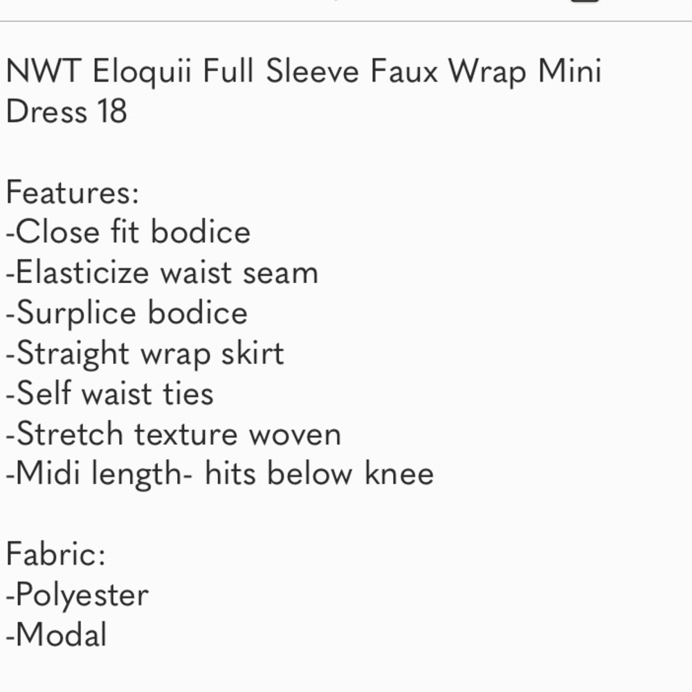 Eloquii Full Sleeve Faux Wrap Mini Dress 18 - Picture 7 of 9